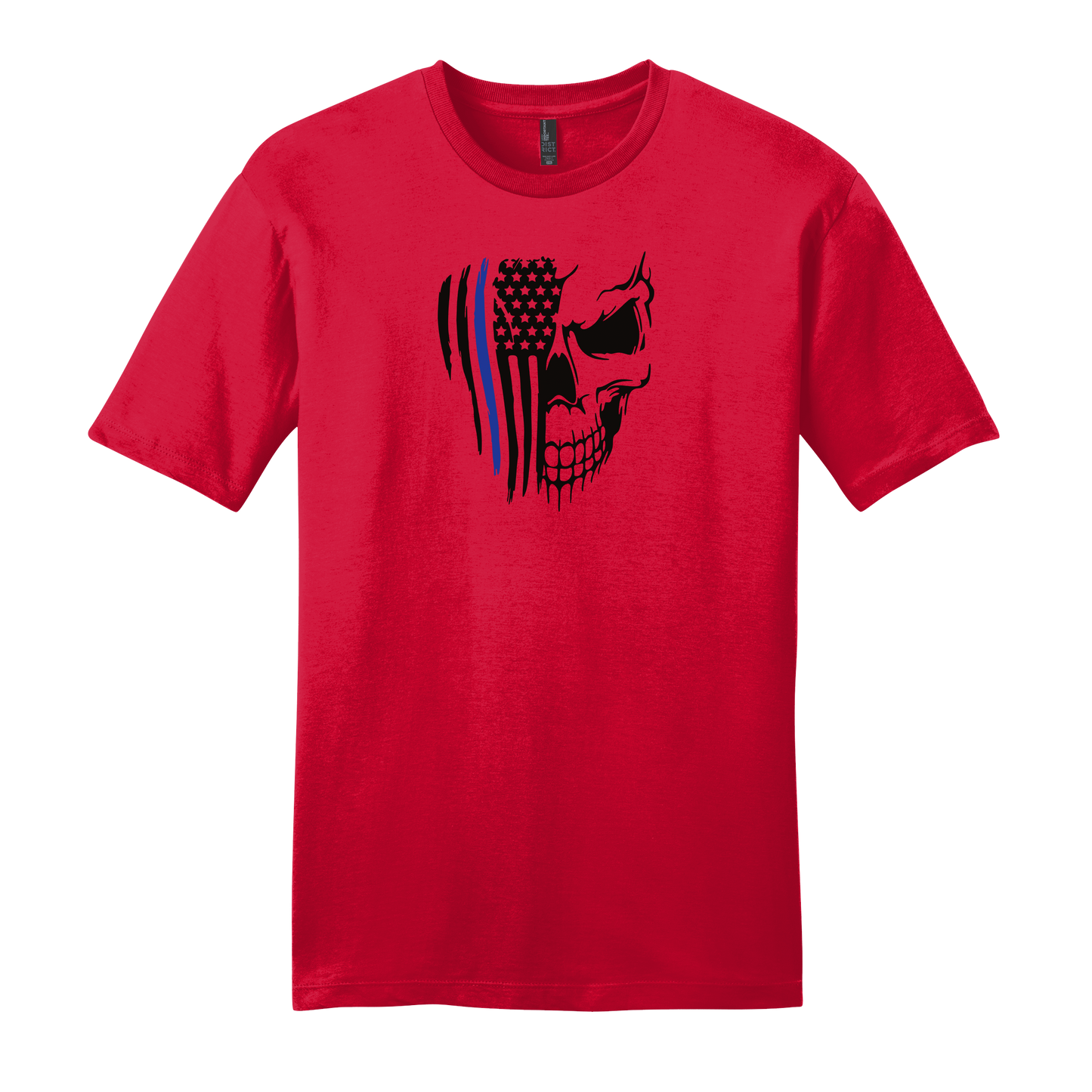 Skull Flag Blue Stripe Short Sleeve T-Shirt