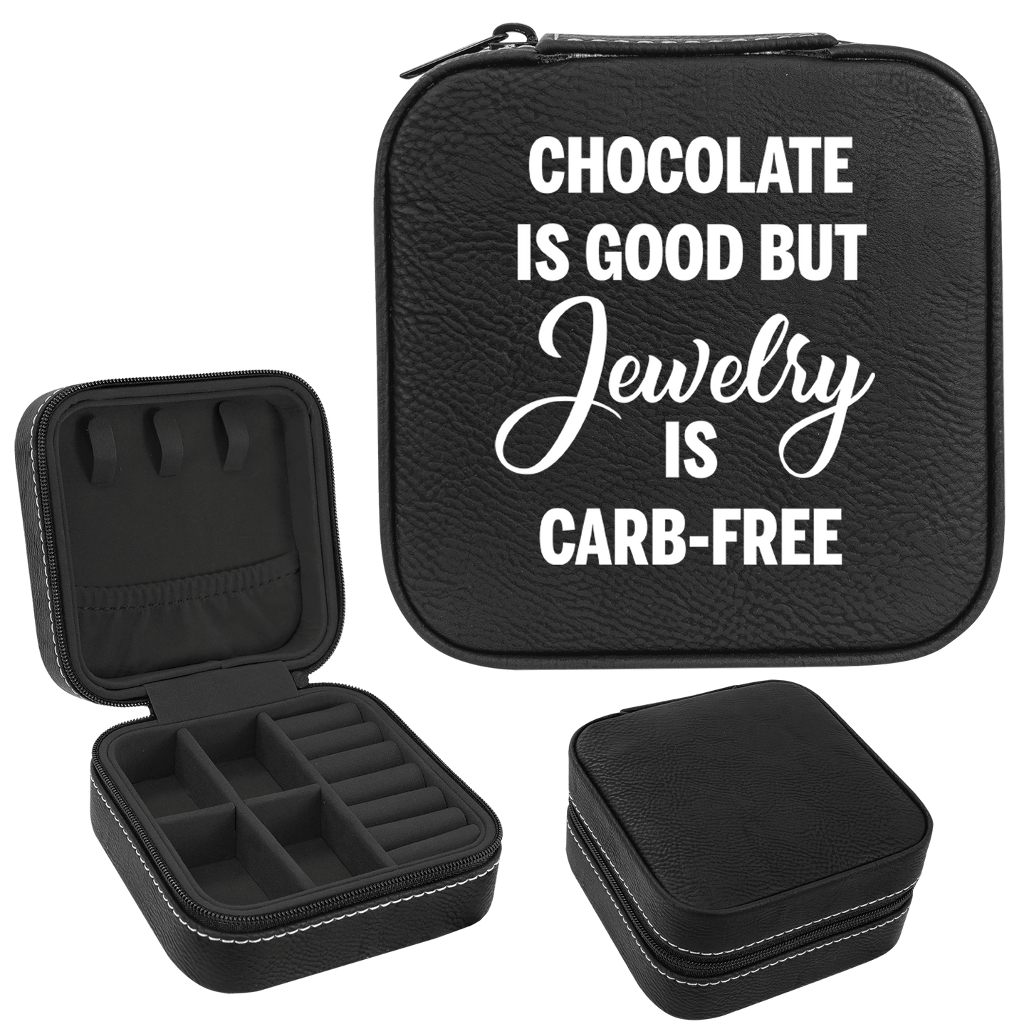 Jewelry Is Carb Free Jewel Faux Leatherette Jewelry Box
