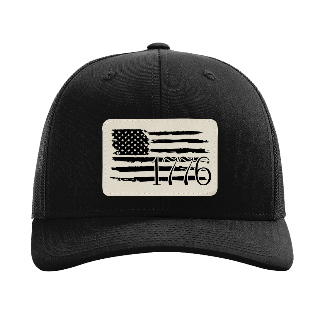 1776 Black Richardson Baseball Trucker Cap With Choice Of Patch Color