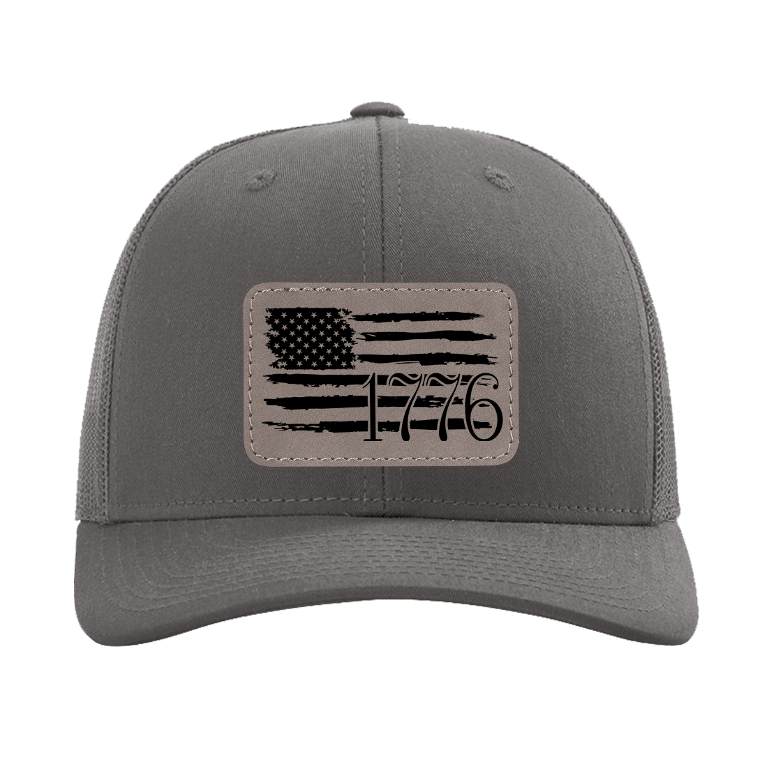 1776 Charcoal Richardson Baseball Trucker Cap With Choice Of Patch Color