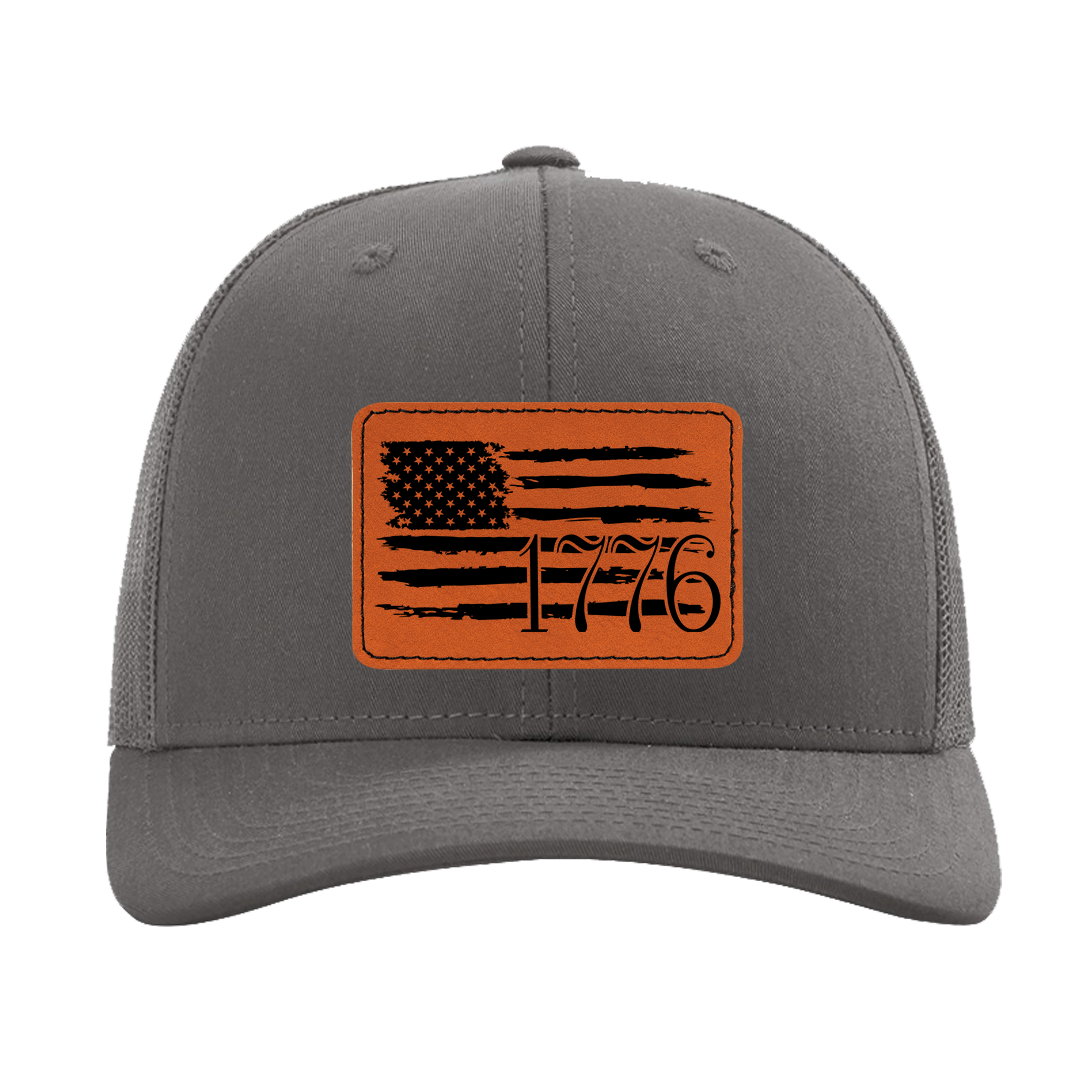 1776 Charcoal Richardson Baseball Trucker Cap With Choice Of Patch Color