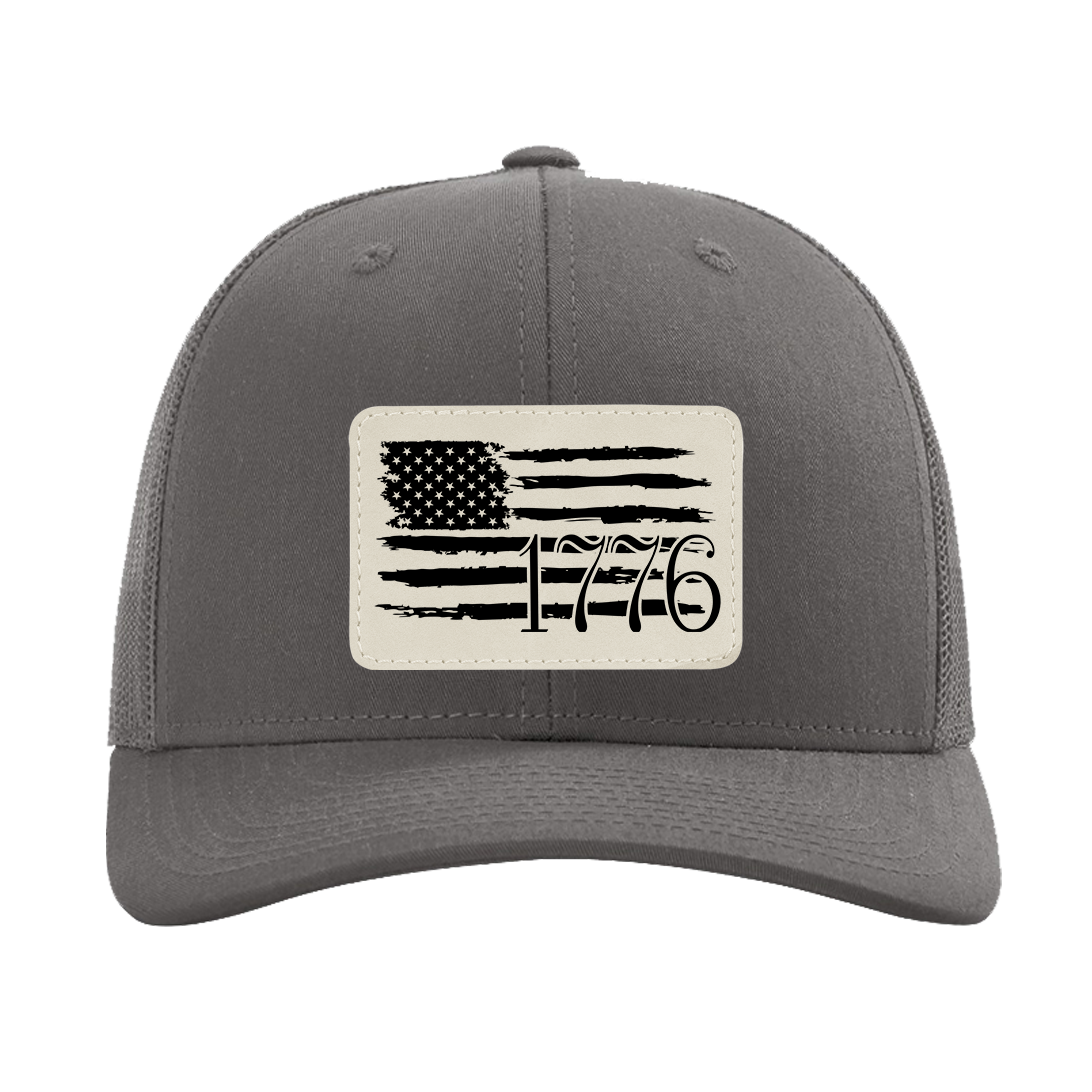 1776 Charcoal Richardson Baseball Trucker Cap With Choice Of Patch Color