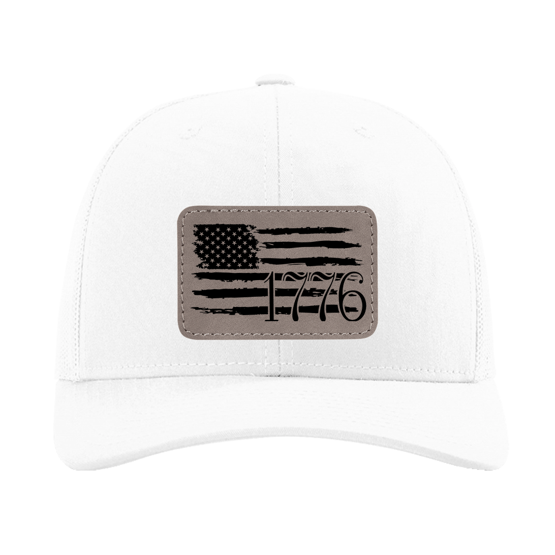 1776 White Richardson Baseball Trucker Cap With Choice Of Patch Color