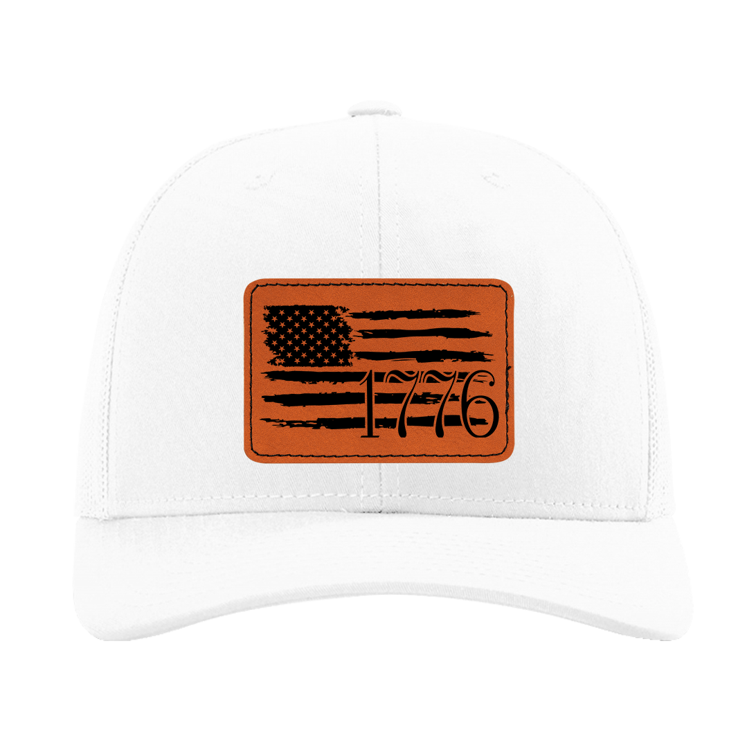 1776 White Richardson Baseball Trucker Cap With Choice Of Patch Color
