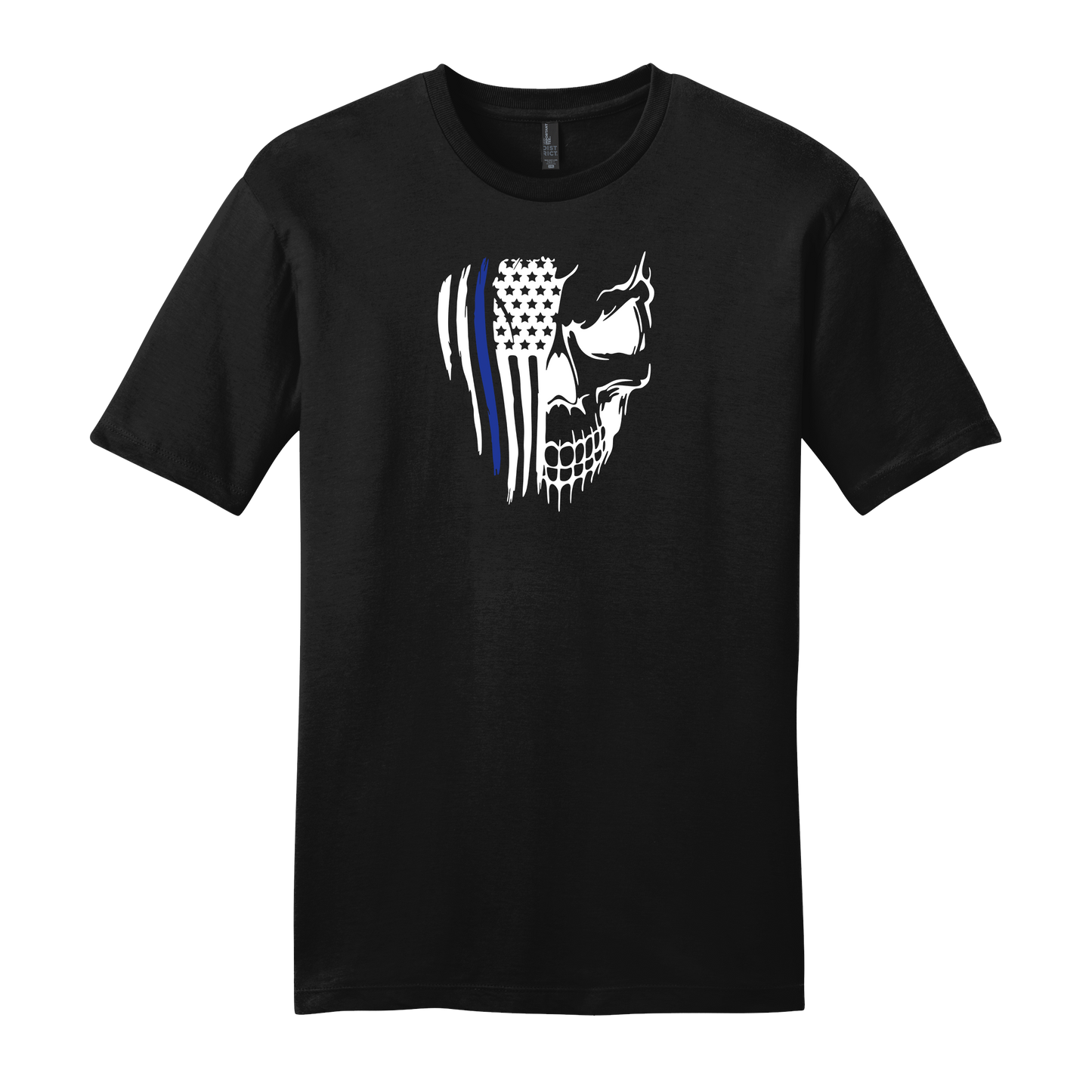 Skull Flag Blue Stripe Short Sleeve T-Shirt