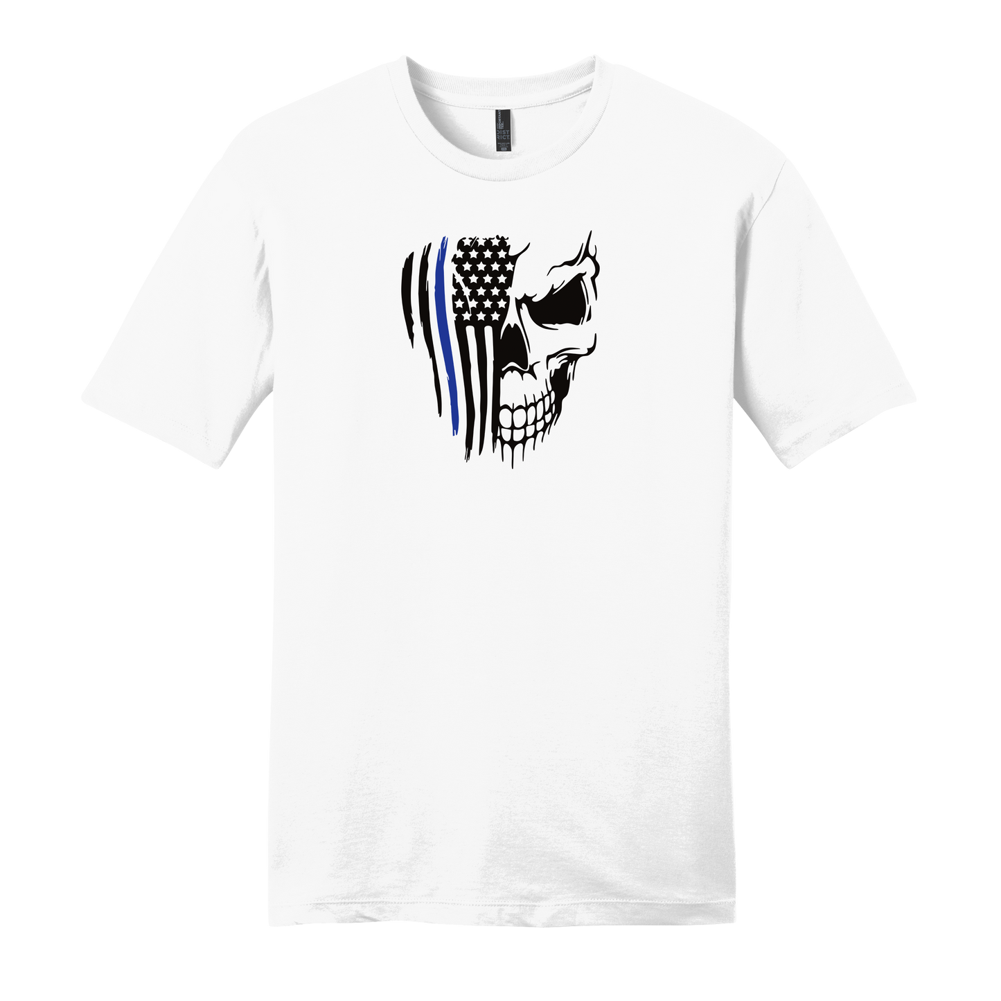 Skull Flag Blue Stripe Short Sleeve T-Shirt