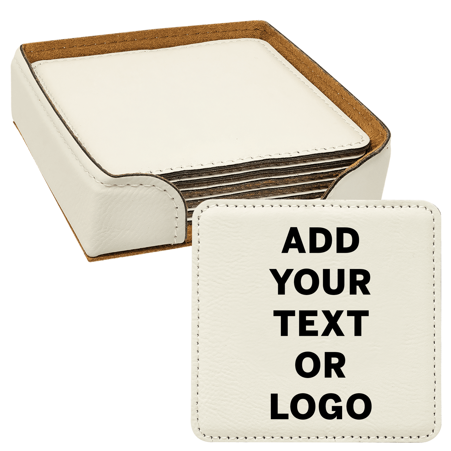 Fully Customizable Faux Leatherette Coaster Set