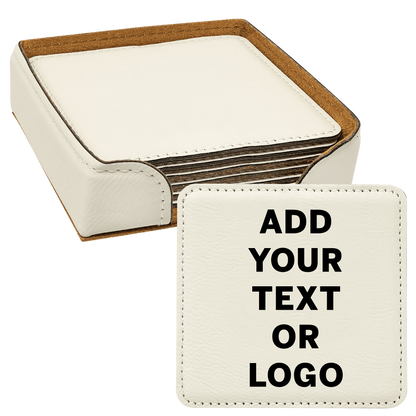 Fully Customizable Faux Leatherette Coaster Set