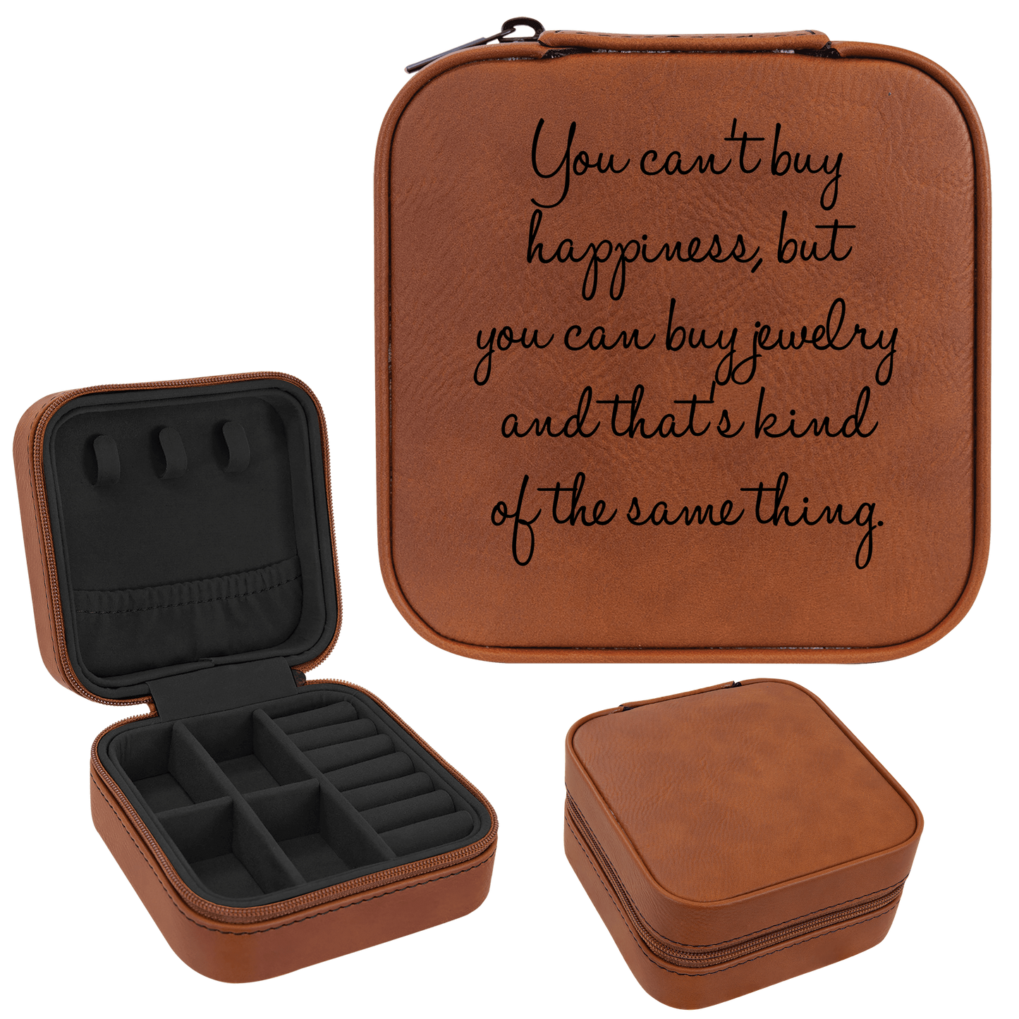 Can't Buy Happiness Faux Leatherette Jewelry Box