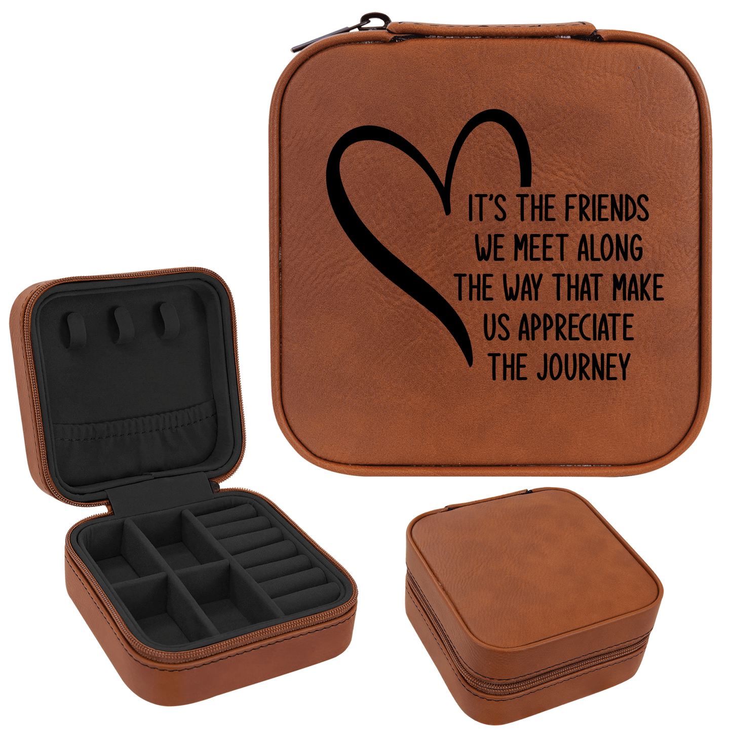 Friends We Meet Along The Way Faux Leatherette Jewelry Box