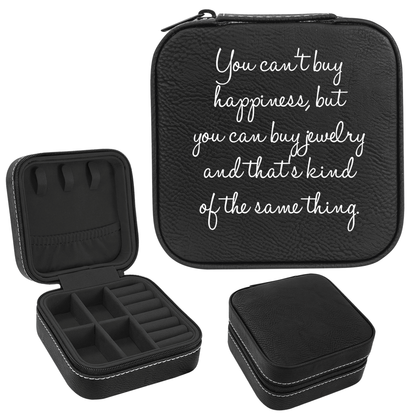 Can't Buy Happiness Faux Leatherette Jewelry Box
