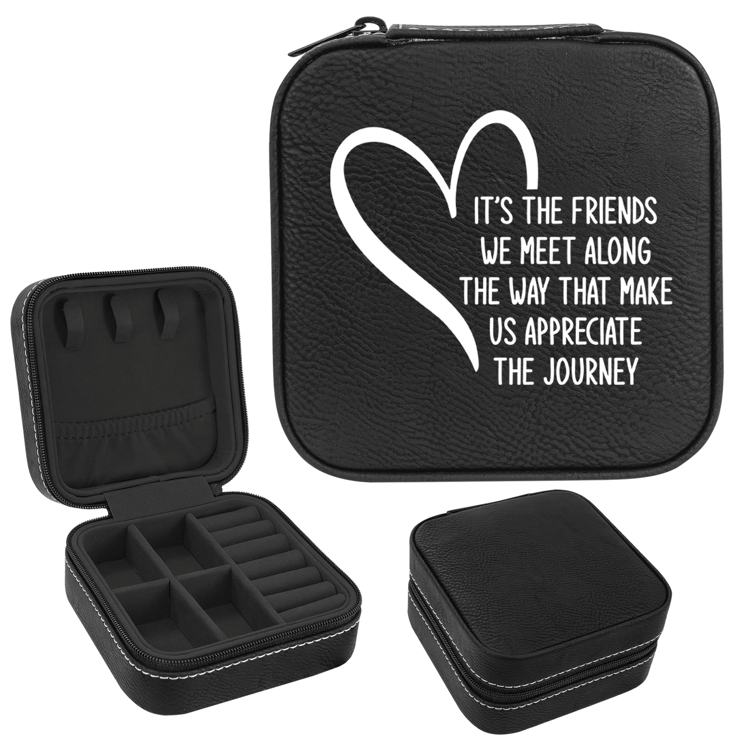 Friends We Meet Along The Way Faux Leatherette Jewelry Box
