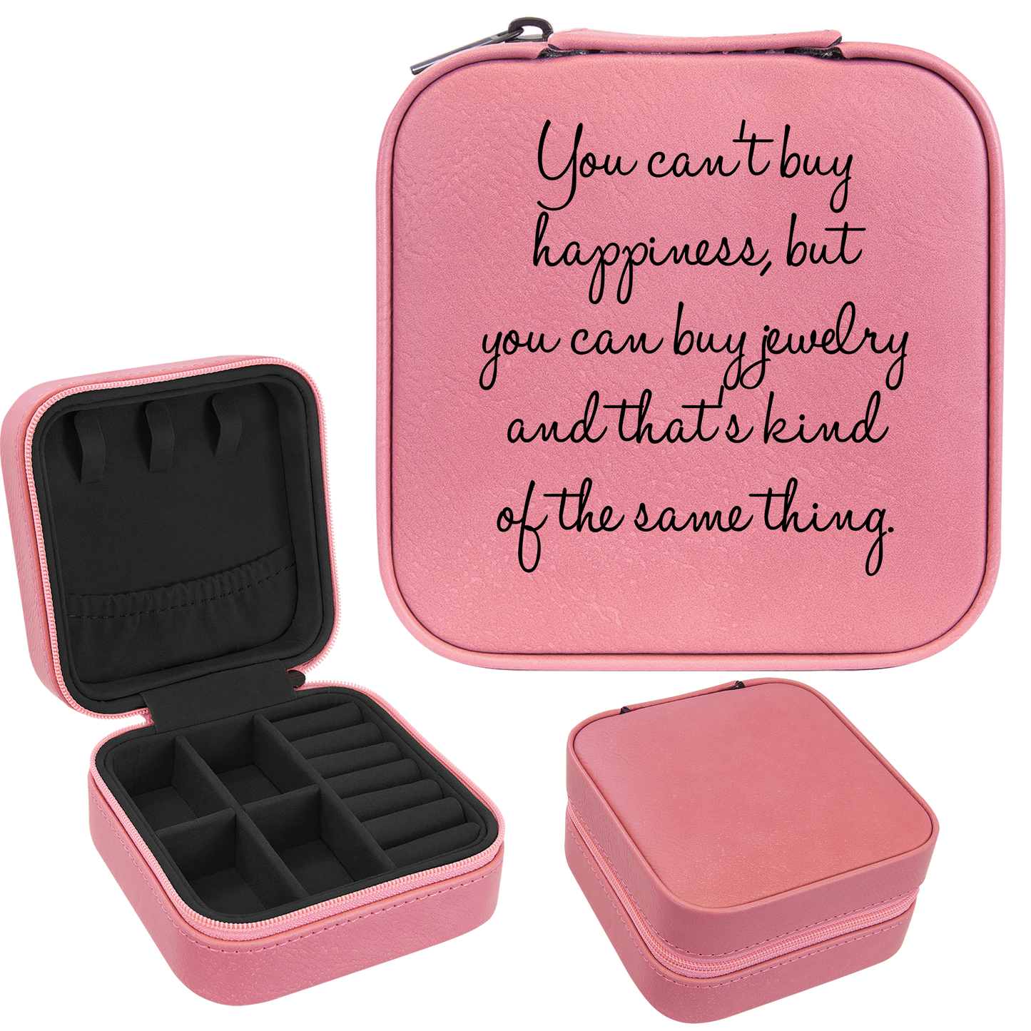 Can't Buy Happiness Faux Leatherette Jewelry Box