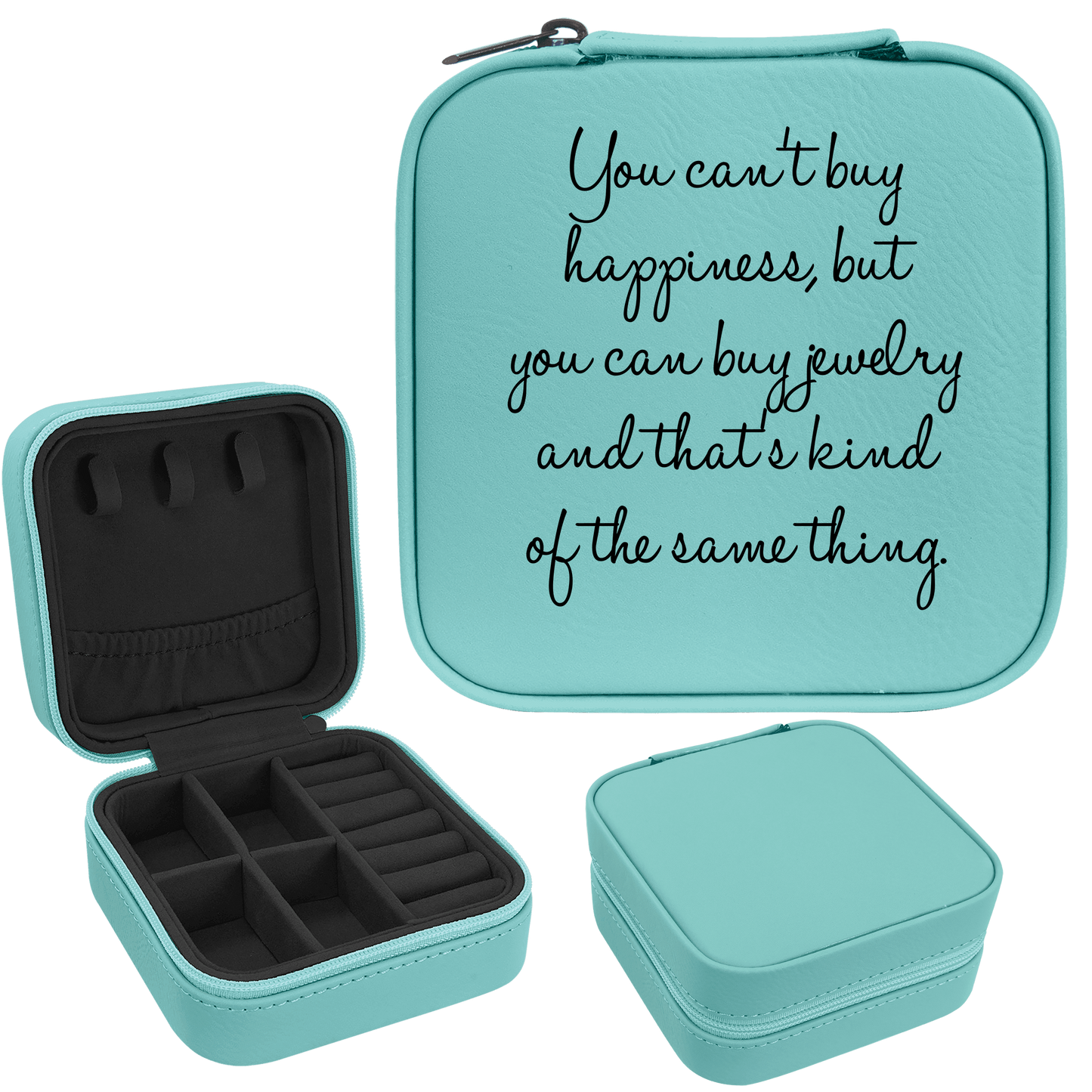 Can't Buy Happiness Faux Leatherette Jewelry Box