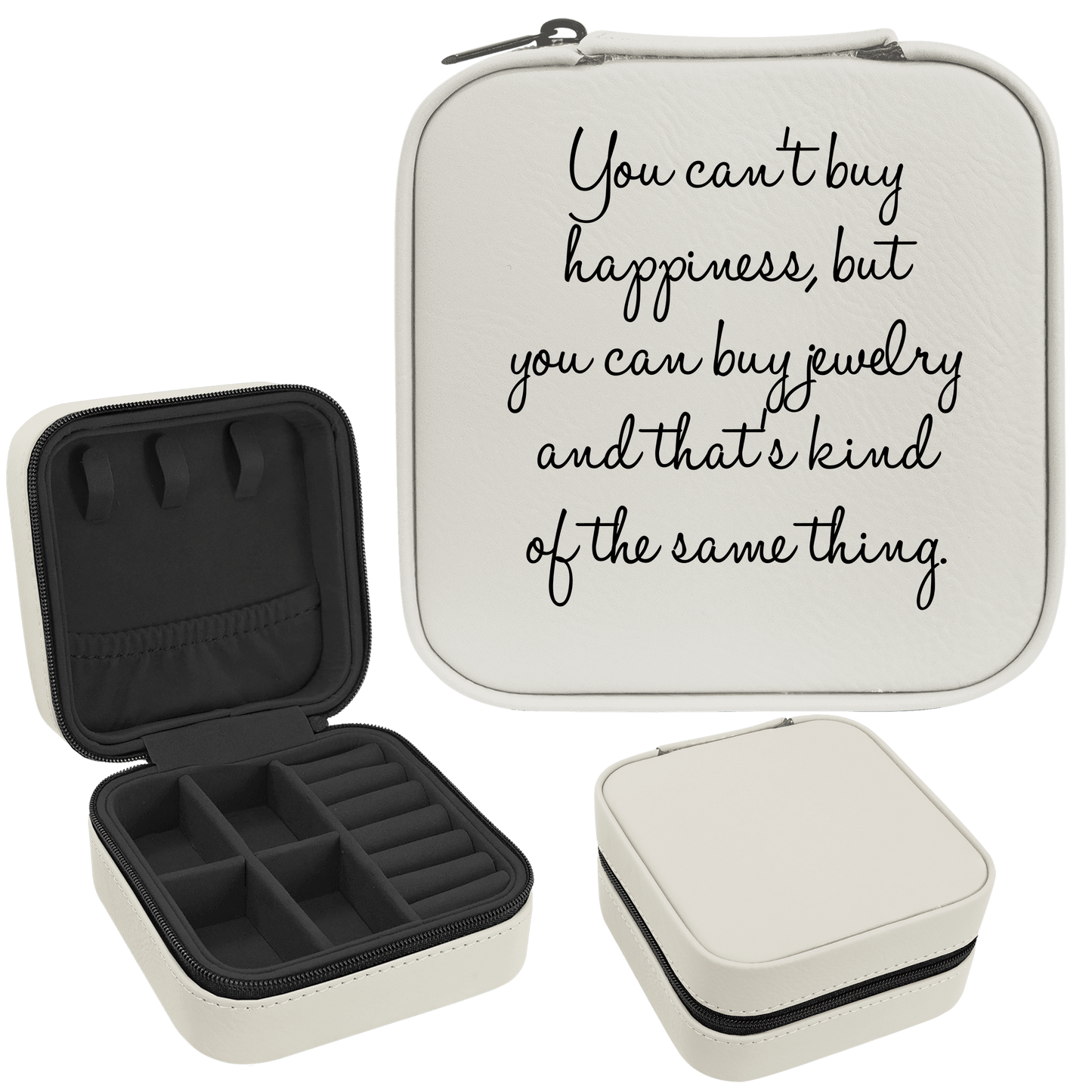 Can't Buy Happiness Faux Leatherette Jewelry Box