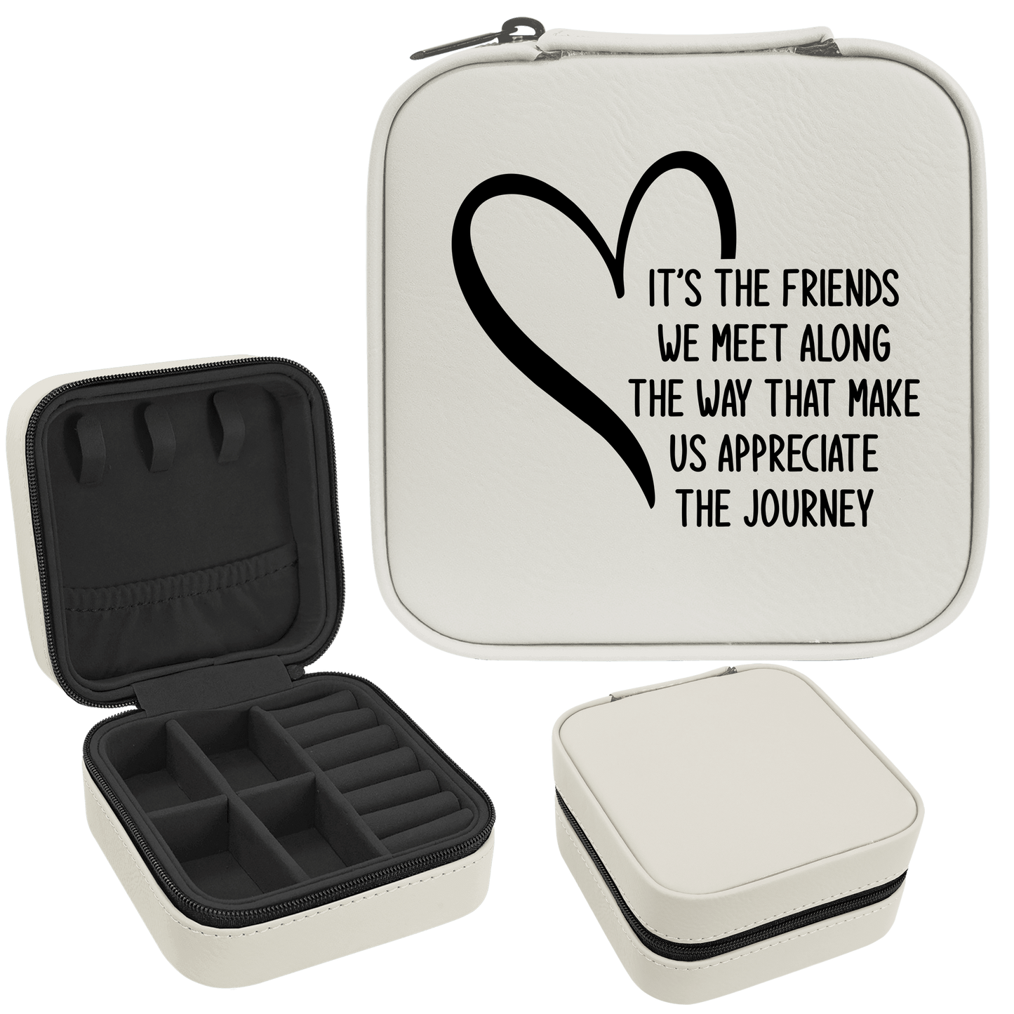 Friends We Meet Along The Way Faux Leatherette Jewelry Box