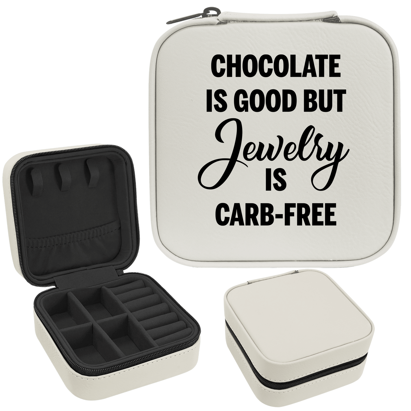 Jewelry Is Carb Free Jewel Faux Leatherette Jewelry Box