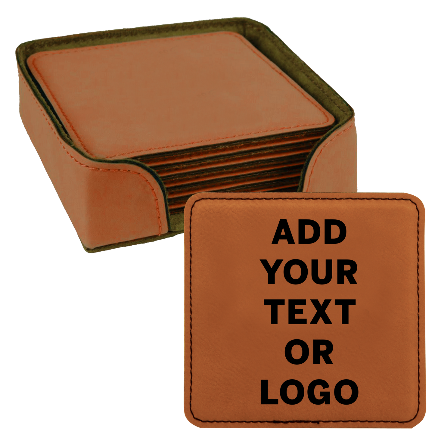 Fully Customizable Faux Leatherette Coaster Set