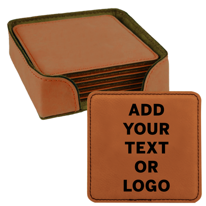 Fully Customizable Faux Leatherette Coaster Set