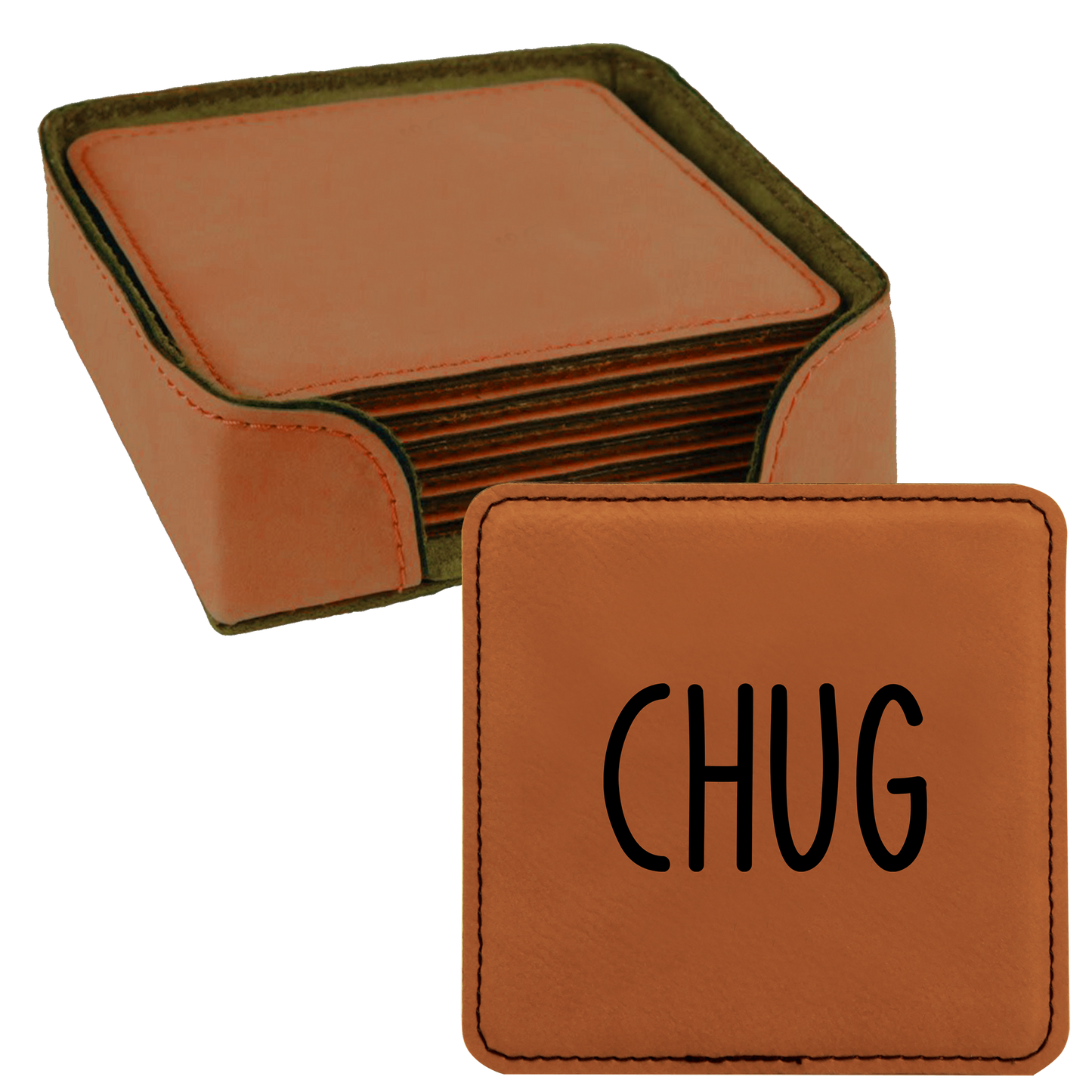 Faux Leatherette Coaster Set 2 With 6 Different Sayings