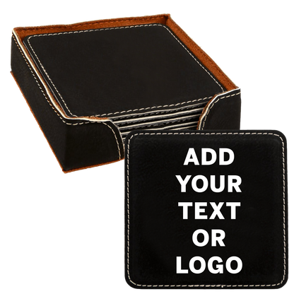 Fully Customizable Faux Leatherette Coaster Set