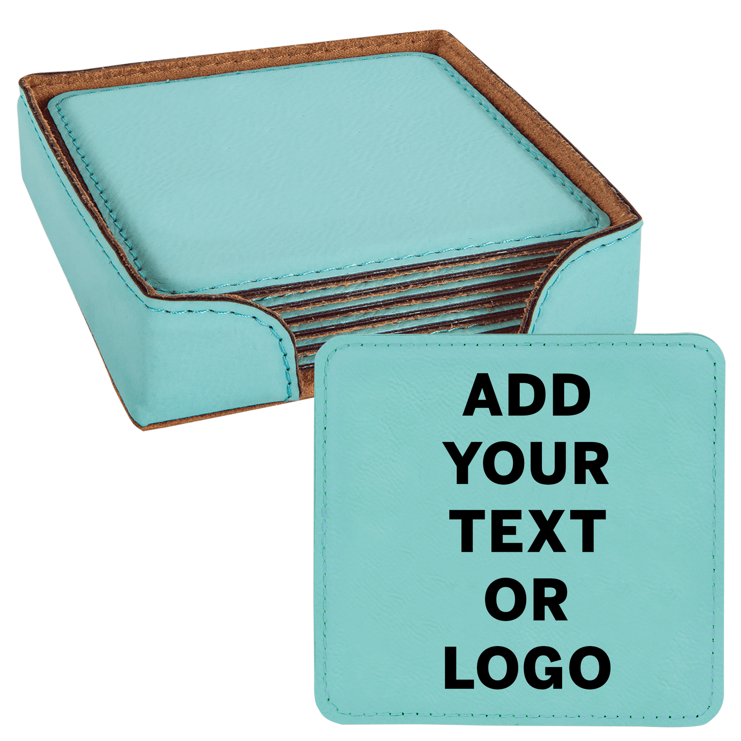 Fully Customizable Faux Leatherette Coaster Set