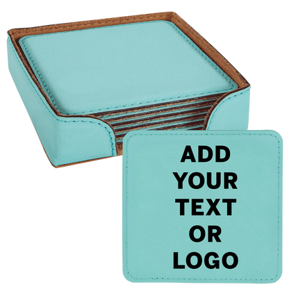 Fully Customizable Faux Leatherette Coaster Set