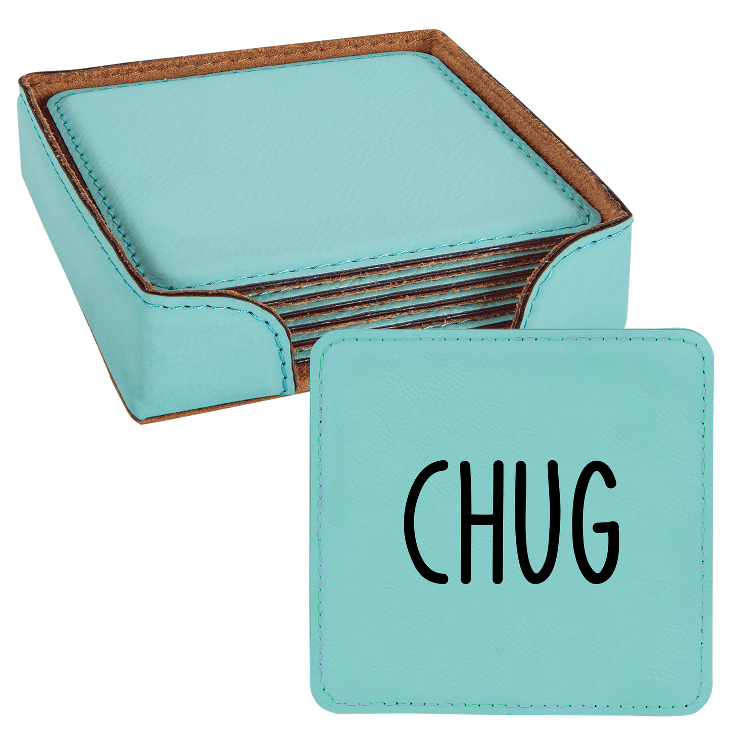 Faux Leatherette Coaster Set 2 With 6 Different Sayings