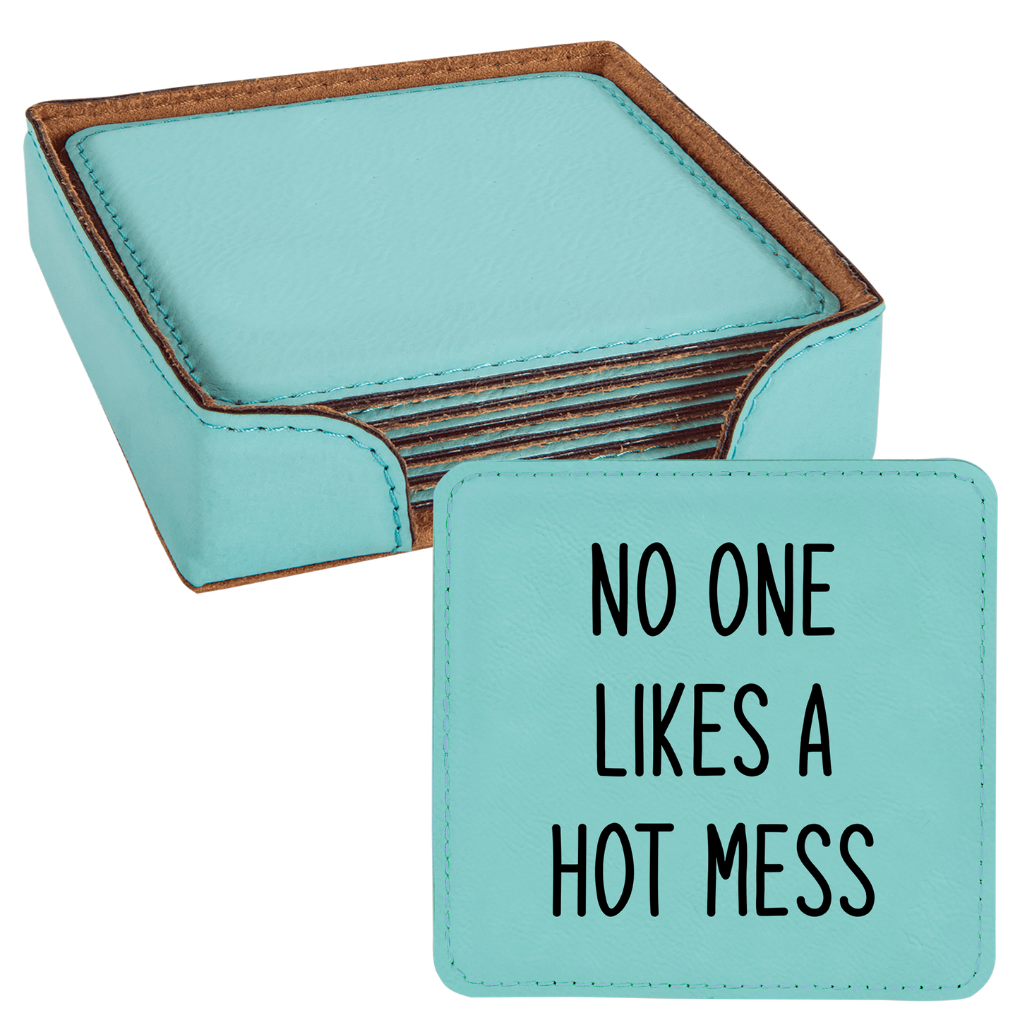 Faux Leatherette Coaster Set 3 With 6 Different Sayings