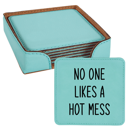 Faux Leatherette Coaster Set 3 With 6 Different Sayings