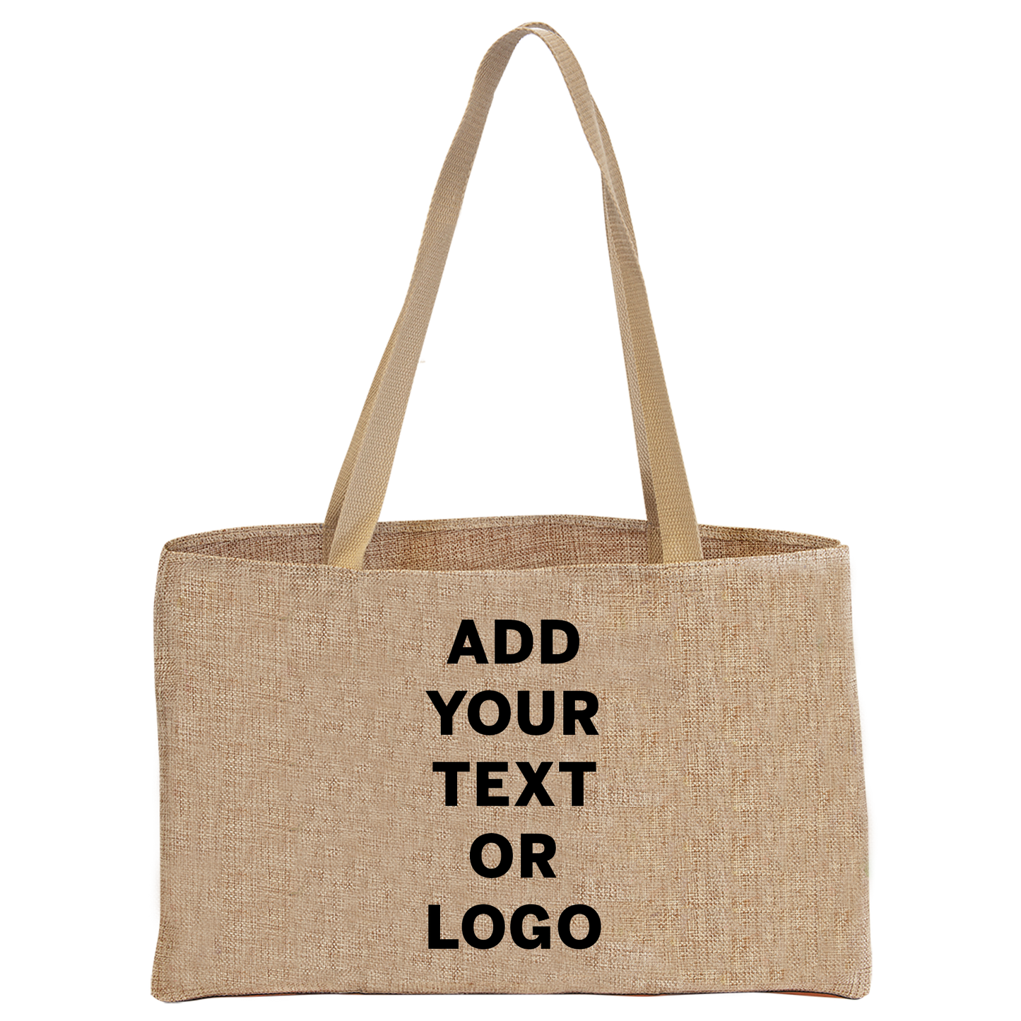 Fully Customizable Burlap Shopping Bag with Pocket 19"x12"