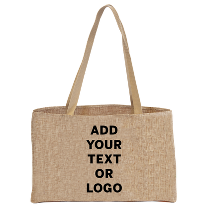 Fully Customizable Burlap Shopping Bag with Pocket 19"x12"