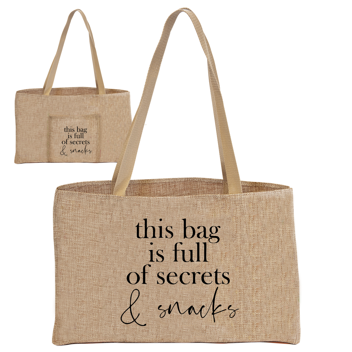 Burlap Shopping Bag with Pocket 19"x12"