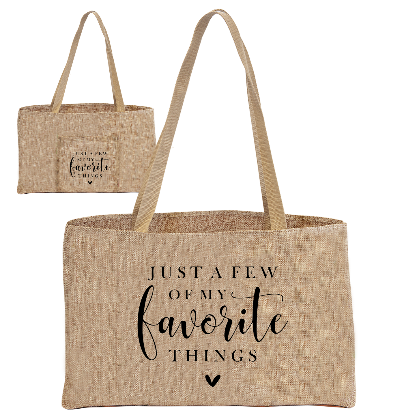 Burlap Shopping Bag with Pocket 19"x12"